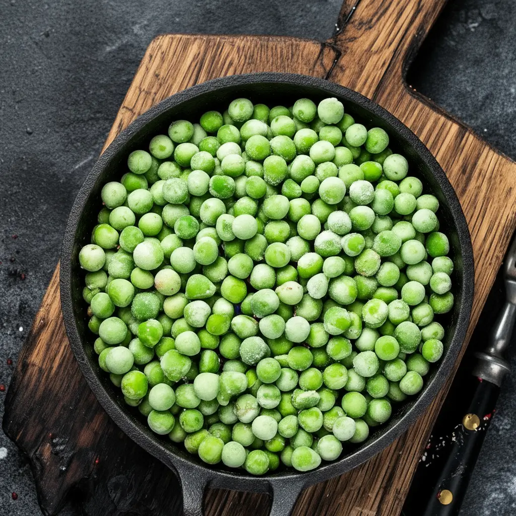 Frozen green peas prepared as cooling treats for cats
